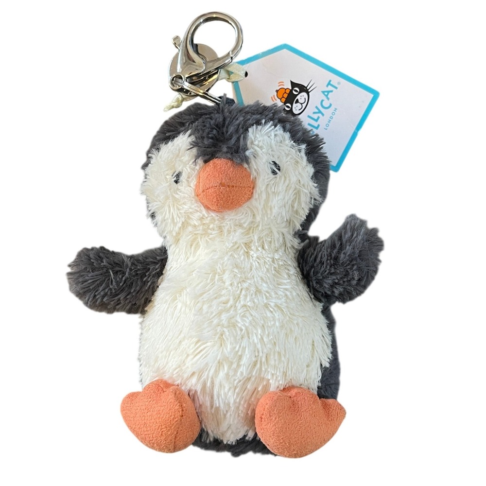Jellycat Peanut Penguin Bag Charm Plush‎ Keychain Grey White PNBC4PN NWT